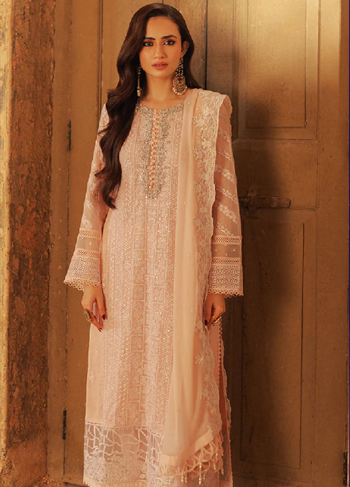 Luxe by Azure Embroidered Chiffon Suits Unstitched 3 Piece AZU24LE CHAS-122 Coral Haze - Festive Collection