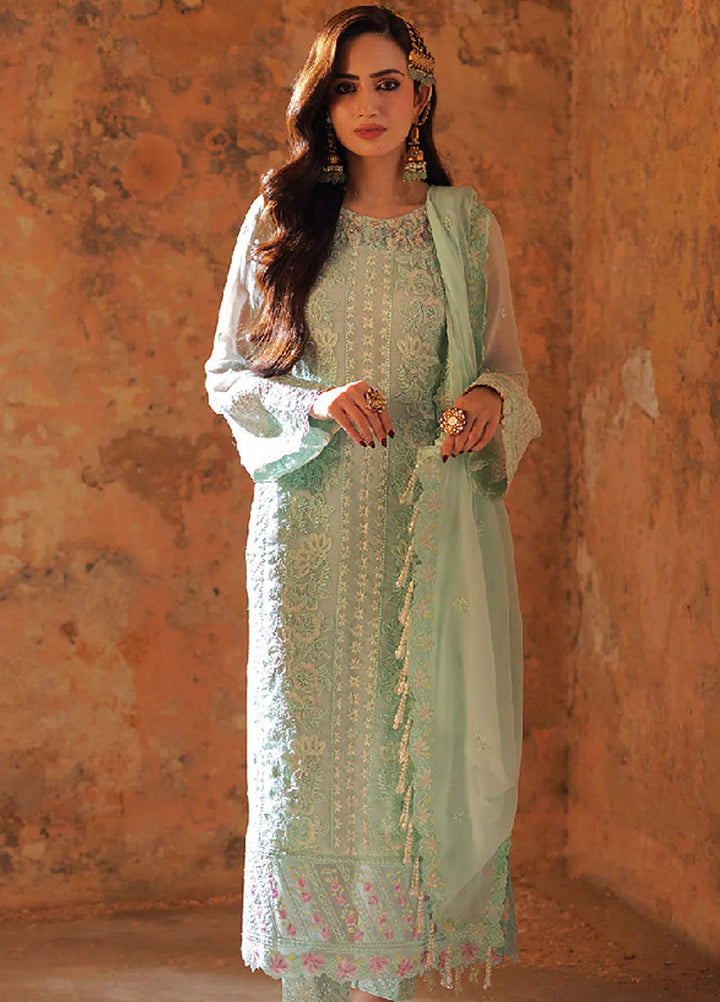 Luxe by Azure Embroidered Chiffon Suits Unstitched 3 Piece AZU24LE FFAS-124 Floral Fern - Festive Collection