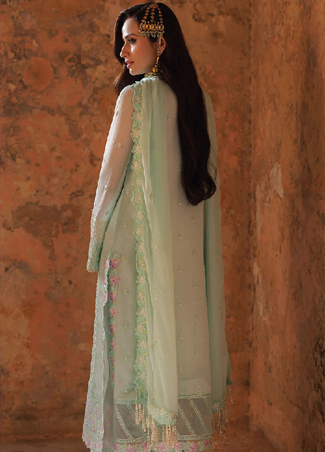 Luxe by Azure Embroidered Chiffon Suits Unstitched 3 Piece AZU24LE FFAS-124 Floral Fern - Festive Collection