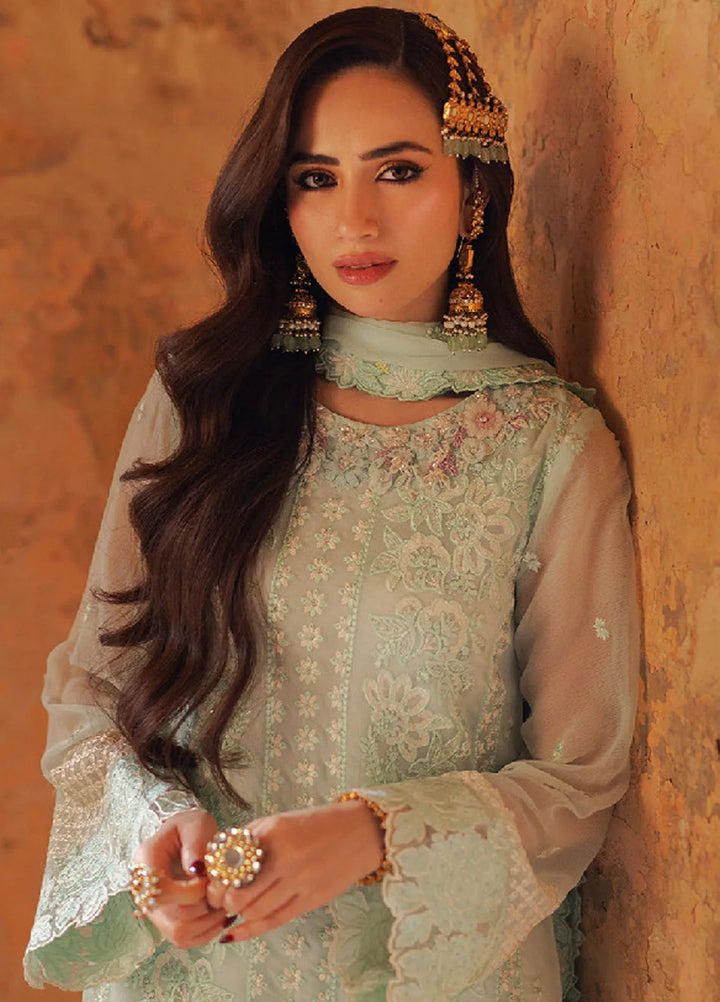 Luxe by Azure Embroidered Chiffon Suits Unstitched 3 Piece AZU24LE FFAS-124 Floral Fern - Festive Collection