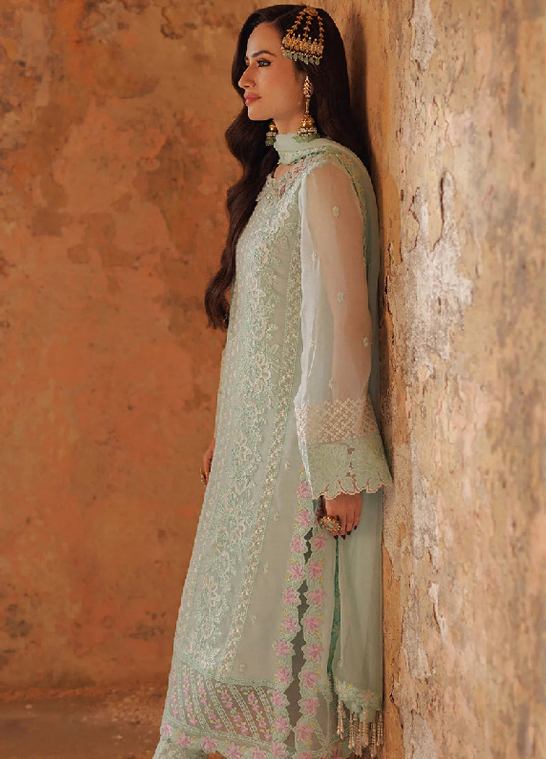 Luxe by Azure Embroidered Chiffon Suits Unstitched 3 Piece AZU24LE FFAS-124 Floral Fern - Festive Collection
