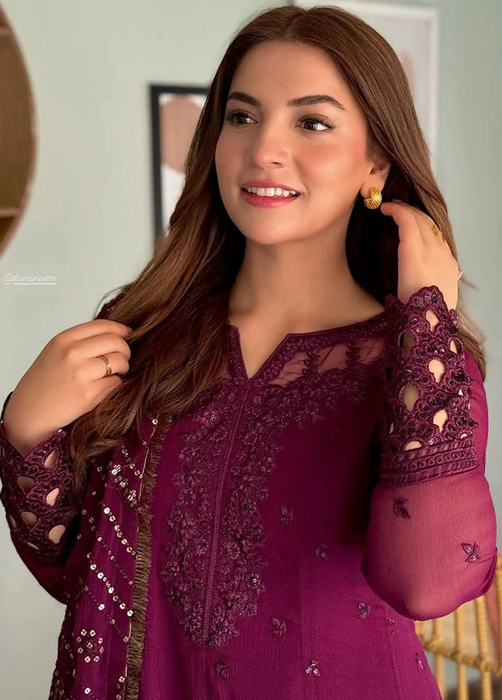 Luxe by Azure Embroidered Chiffon Suits Unstitched 3 Piece AZU24LE MFAS-121 Mysterious Fairy - Festive Collection