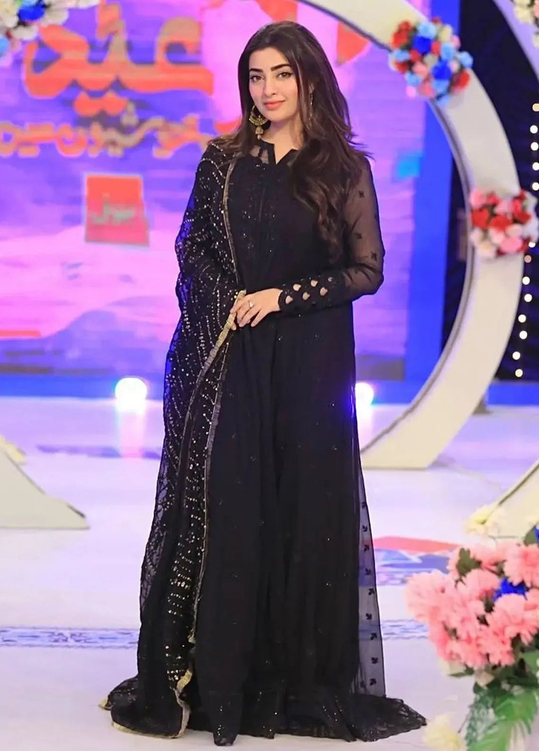 Luxe by Azure Embroidered Chiffon Suits Unstitched 3 Piece AZU24LE NMAS-121 Noir Majesty - Festive Collection