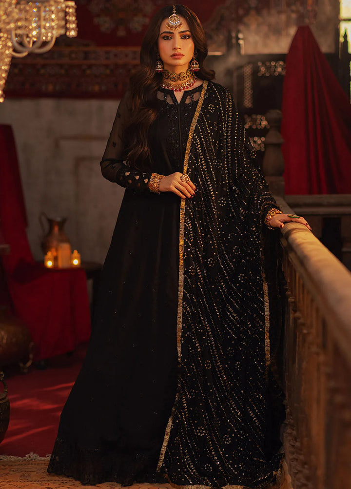 Luxe by Azure Embroidered Chiffon Suits Unstitched 3 Piece AZU24LE NMAS-121 Noir Majesty - Festive Collection