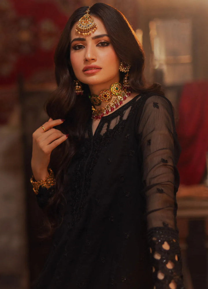 Luxe by Azure Embroidered Chiffon Suits Unstitched 3 Piece AZU24LE NMAS-121 Noir Majesty - Festive Collection
