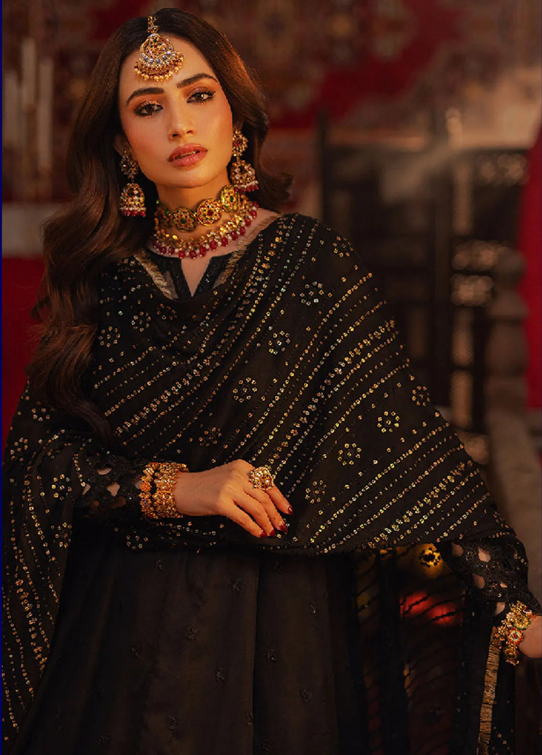 Luxe by Azure Embroidered Chiffon Suits Unstitched 3 Piece AZU24LE NMAS-121 Noir Majesty - Festive Collection