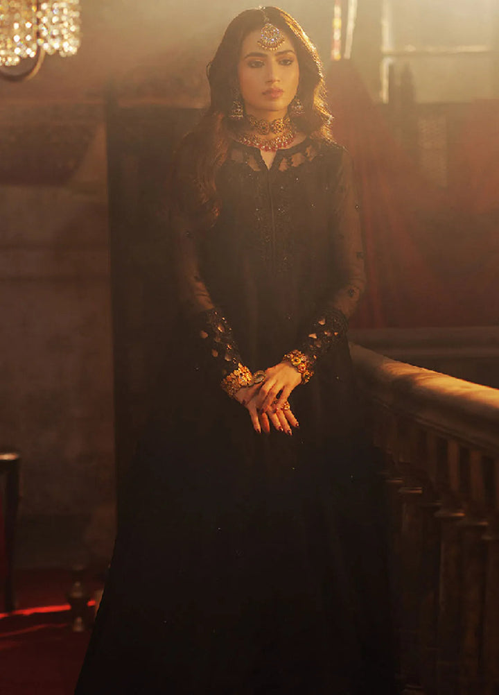 Luxe by Azure Embroidered Chiffon Suits Unstitched 3 Piece AZU24LE NMAS-121 Noir Majesty - Festive Collection