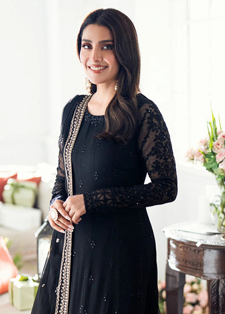 Luxe by Azure Embroidered Chiffon Suits Unstitched 3 Piece AZU25ED3 Caviar Noir - Festive Collection