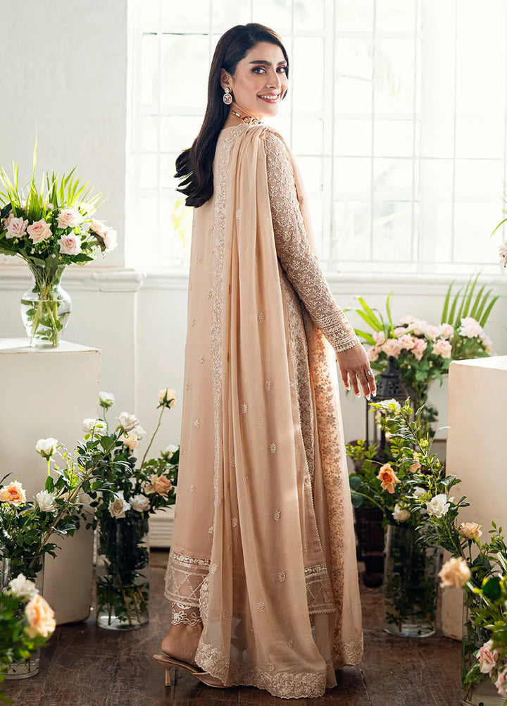 Luxe by Azure Embroidered Chiffon Suits Unstitched 3 Piece AZU25ED3 Celestial Cream - Festive Collection