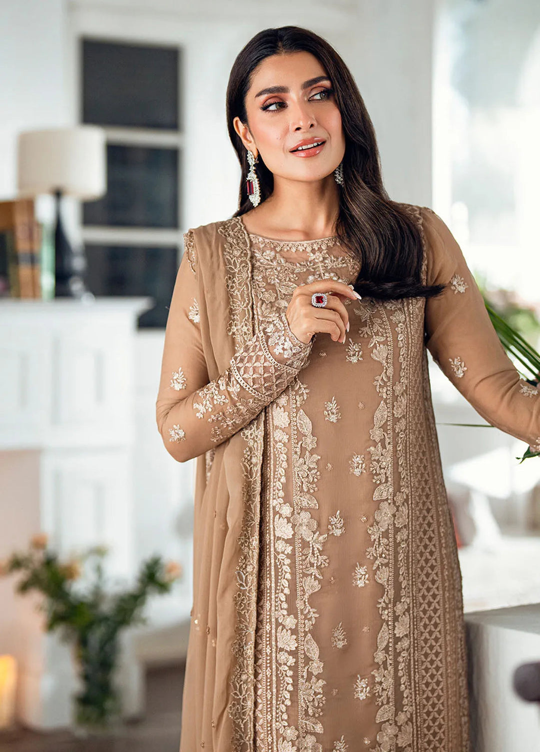 Luxe by Azure Embroidered Chiffon Suits Unstitched 3 Piece AZU25ED3 Hazel Veil - Festive Collection