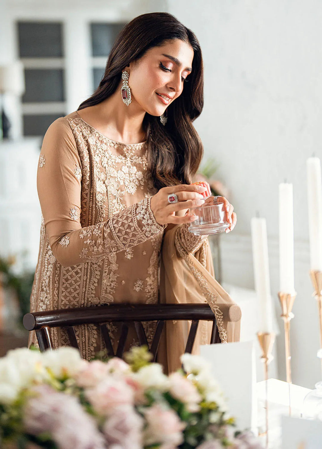 Luxe by Azure Embroidered Chiffon Suits Unstitched 3 Piece AZU25ED3 Hazel Veil - Festive Collection