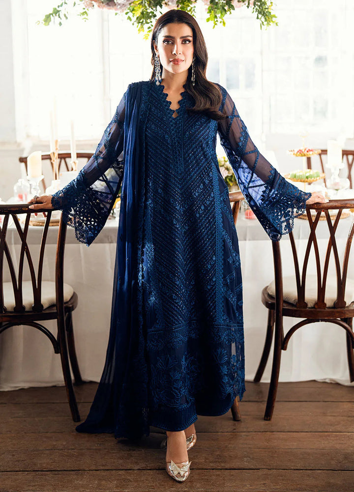 Luxe by Azure Embroidered Chiffon Suits Unstitched 3 Piece AZU25ED3 Imperial Midnight - Festive Collection
