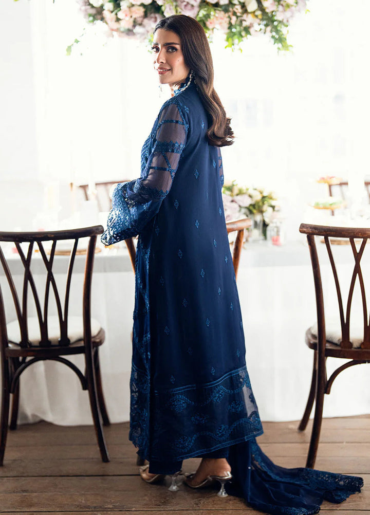 Luxe by Azure Embroidered Chiffon Suits Unstitched 3 Piece AZU25ED3 Imperial Midnight - Festive Collection