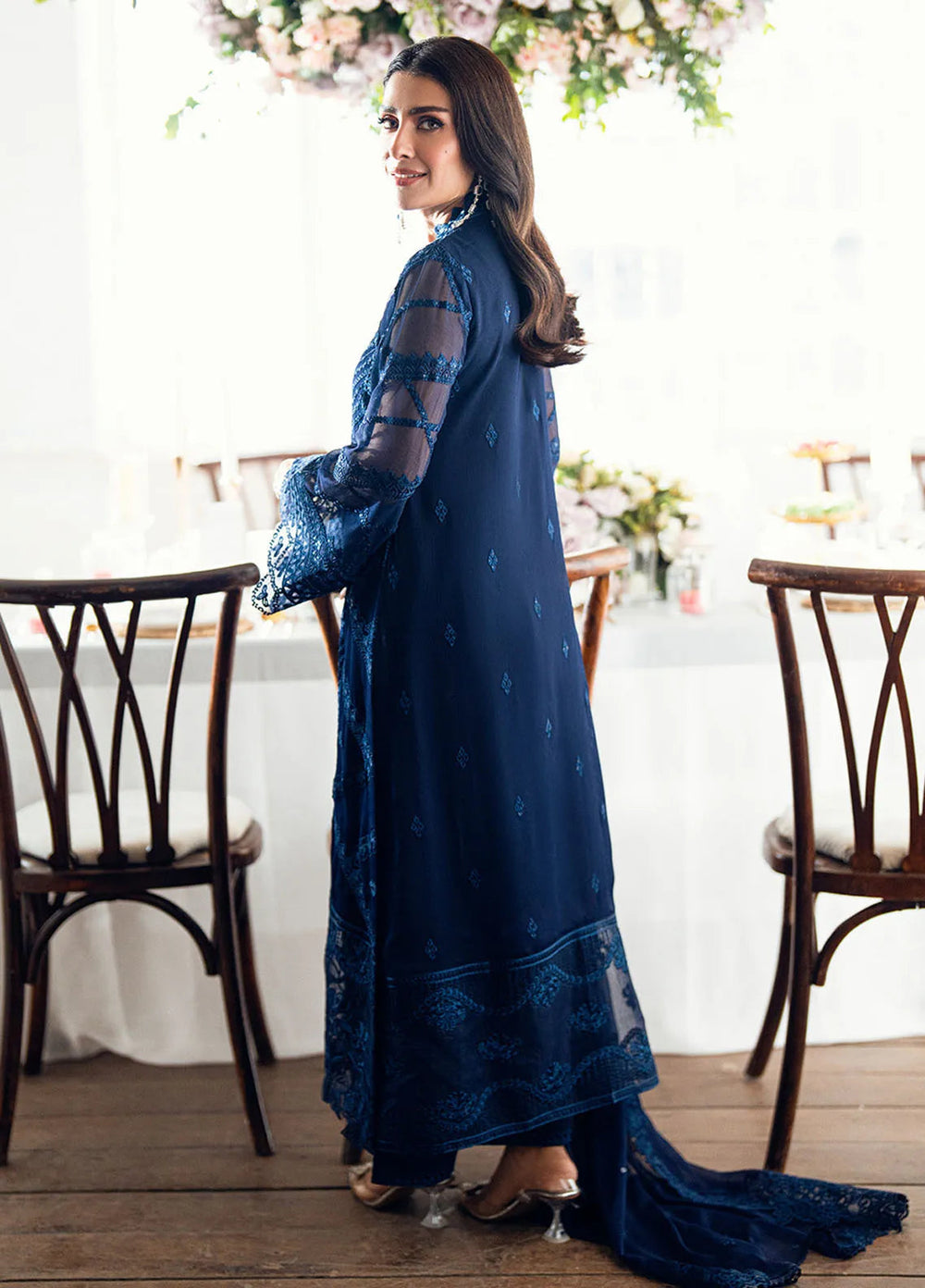 Luxe by Azure Embroidered Chiffon Suits Unstitched 3 Piece AZU25ED3 Imperial Midnight - Festive Collection