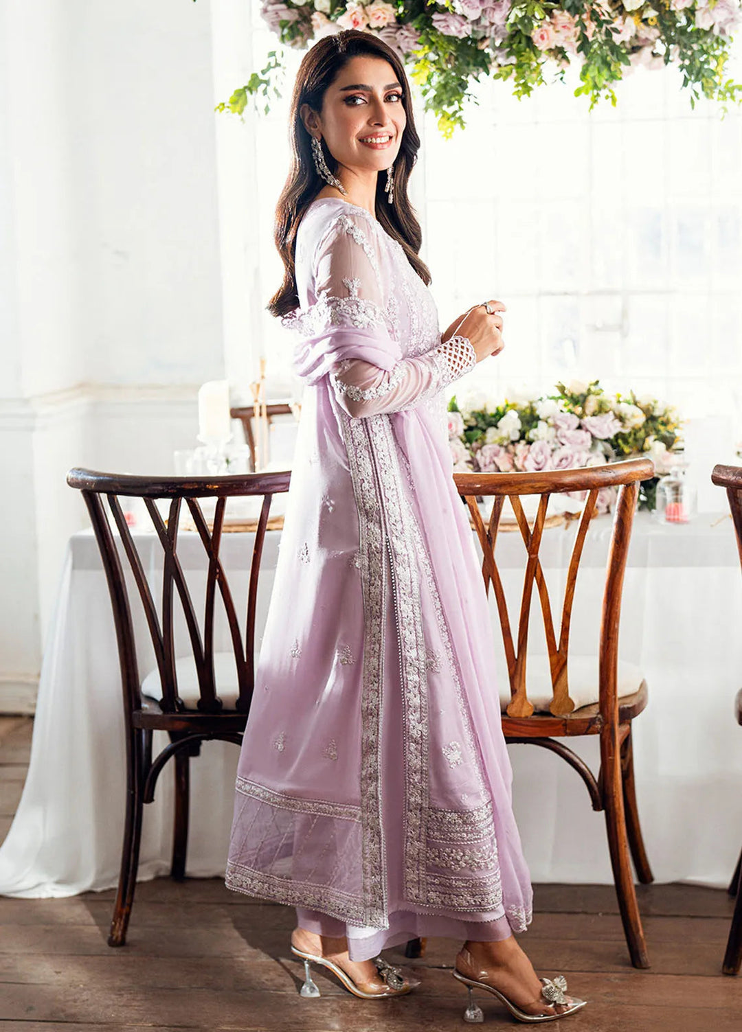 Luxe by Azure Embroidered Chiffon Suits Unstitched 3 Piece AZU25ED3 Twilight Levender - Festive Collection