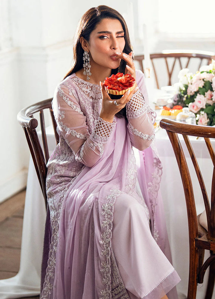 Luxe by Azure Embroidered Chiffon Suits Unstitched 3 Piece AZU25ED3 Twilight Levender - Festive Collection