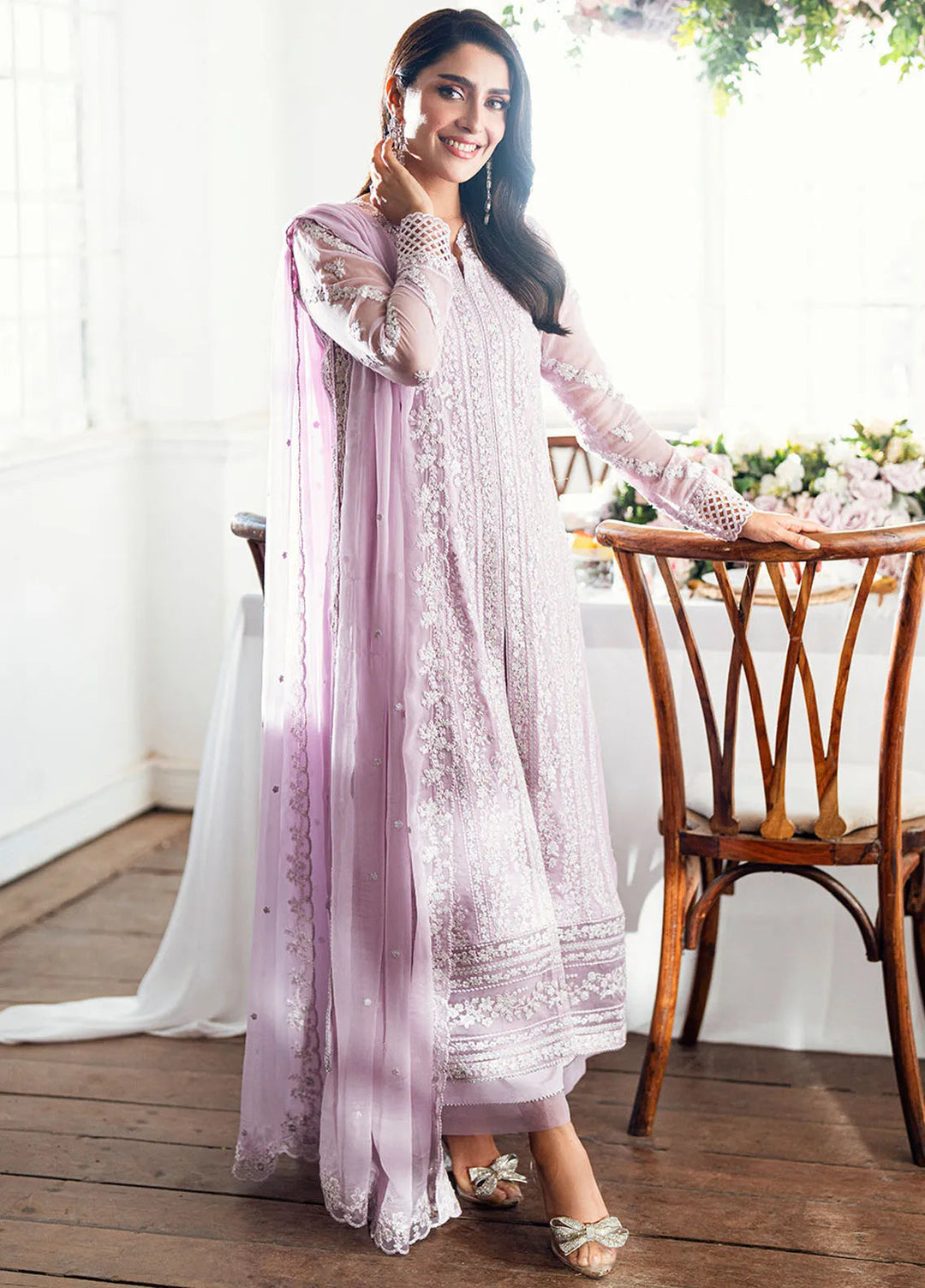 Luxe by Azure Embroidered Chiffon Suits Unstitched 3 Piece AZU25ED3 Twilight Levender - Festive Collection