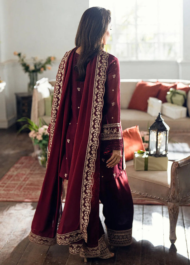 Luxe by Azure Embroidered Khadi Net Suits Unstitched 3 Piece AZU25ED3 Berry Dusk - Festive Collection