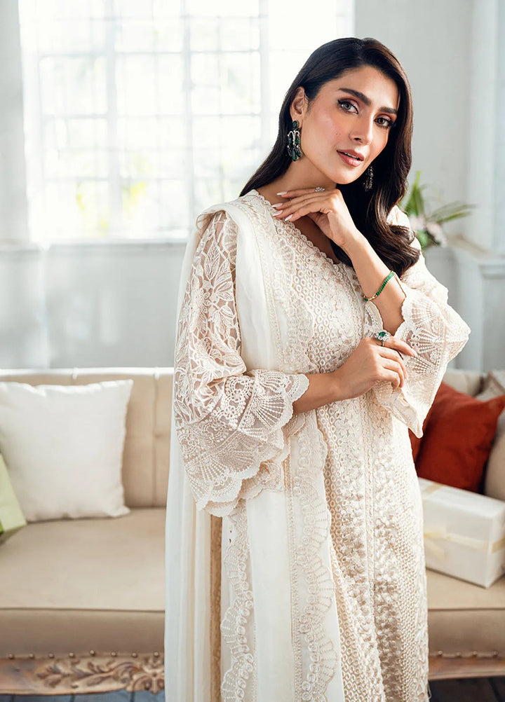 Luxe by Azure Embroidered Net Suits Unstitched 3 Piece AZU25ED3 Ethereal Pearl - Festive Collection