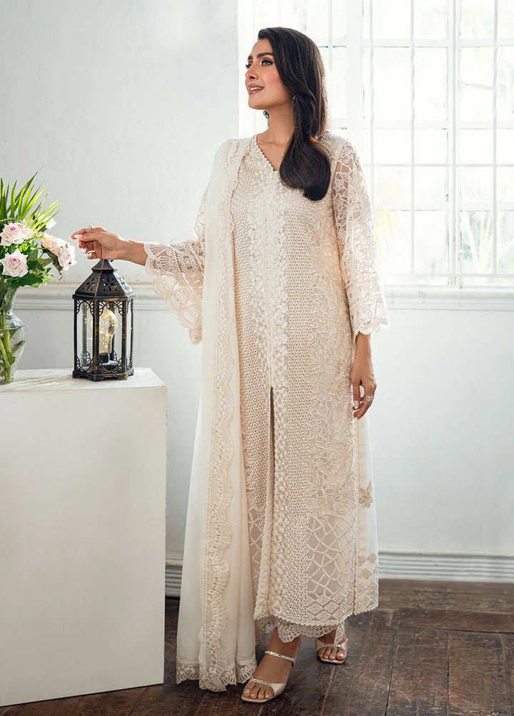 Luxe by Azure Embroidered Net Suits Unstitched 3 Piece AZU25ED3 Ethereal Pearl - Festive Collection
