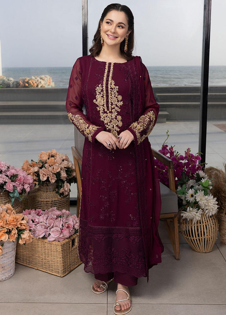 Luxe By Azure Embroidered  Suits Unstitched 3 Piece AZU23LX AS-106 Carnelian - Eid Collection