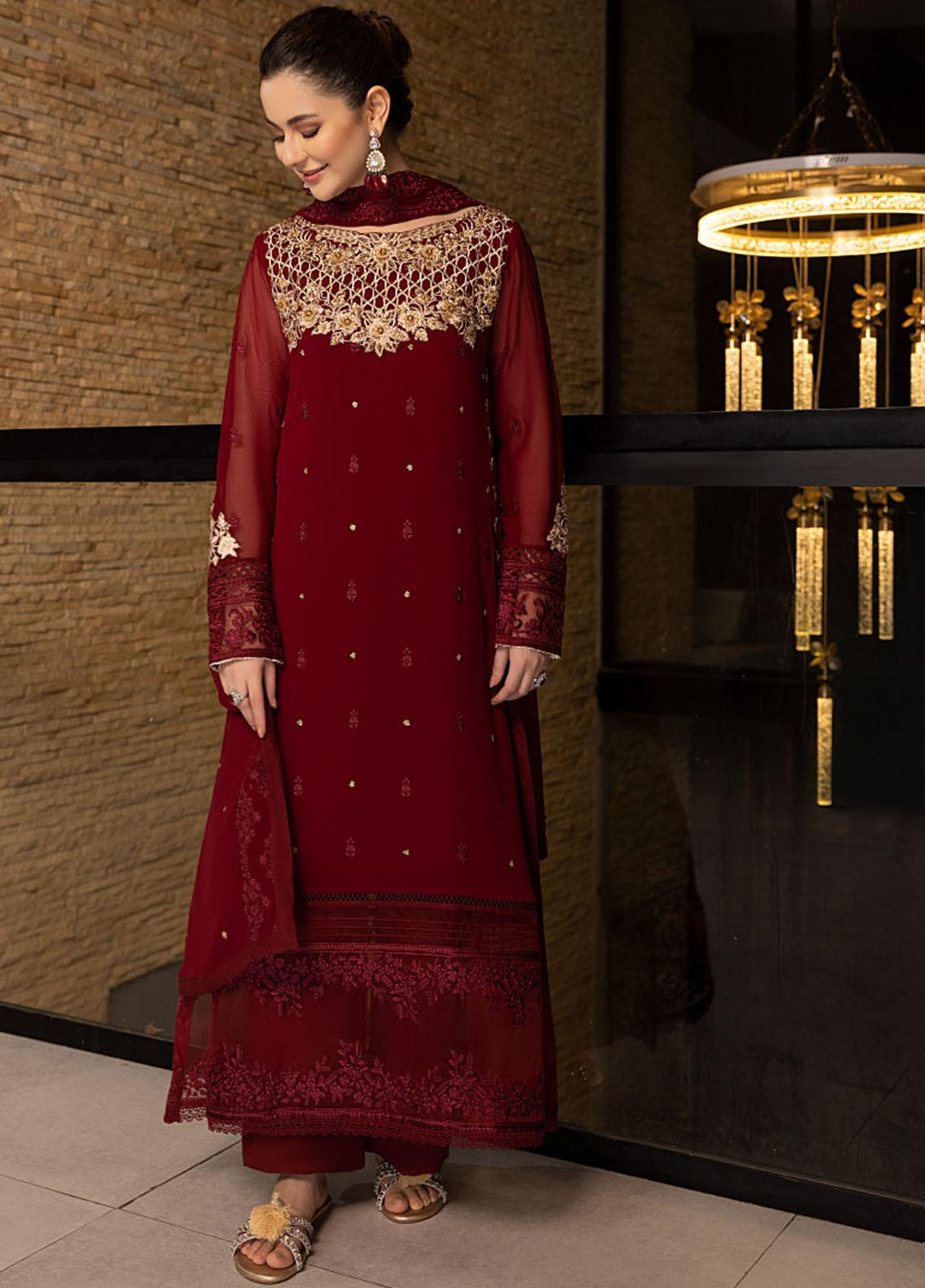 Luxe By Azure Embroidered  Suits Unstitched 3 Piece AZU23LX AS-111  Mookaite - Eid Collection