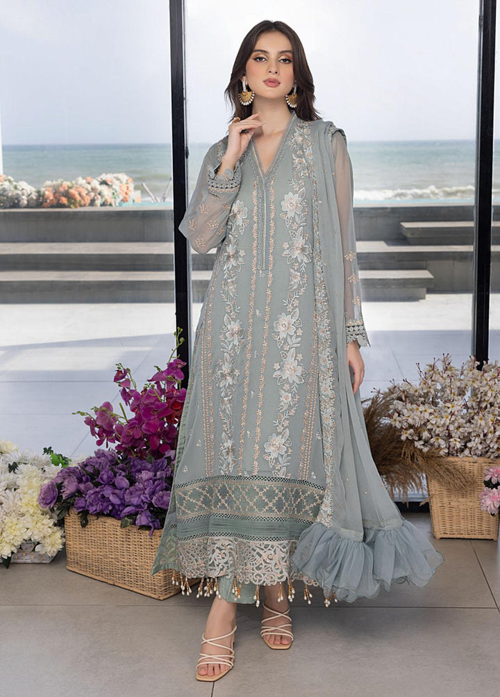 Luxe By Azure Embroidered  Suits Unstitched 3 Piece AZU23LX AS-112  Floral Fringe - Eid Collection