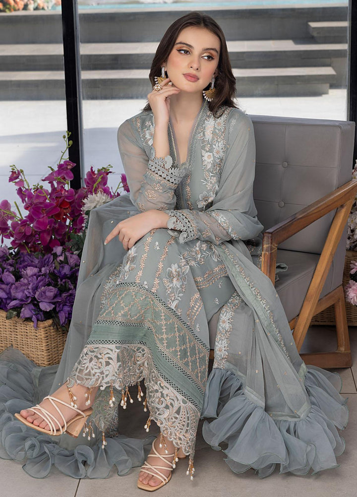 Luxe By Azure Embroidered  Suits Unstitched 3 Piece AZU23LX AS-112  Floral Fringe - Eid Collection
