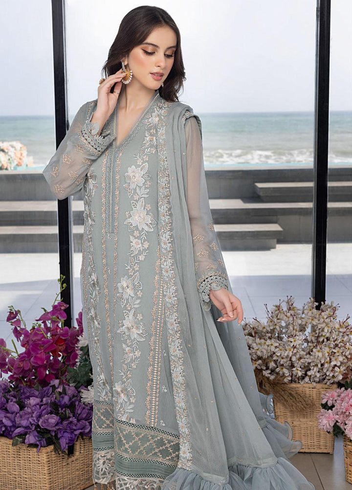 Luxe By Azure Embroidered  Suits Unstitched 3 Piece AZU23LX AS-112  Floral Fringe - Eid Collection