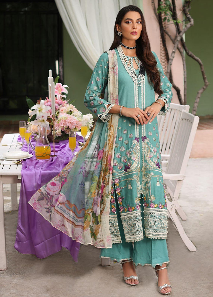 Luxe By Elaf Embroidered Lawn Suits Unstitched 3 Piece EF23LX ELJ-01B Milani - Luxury Collection