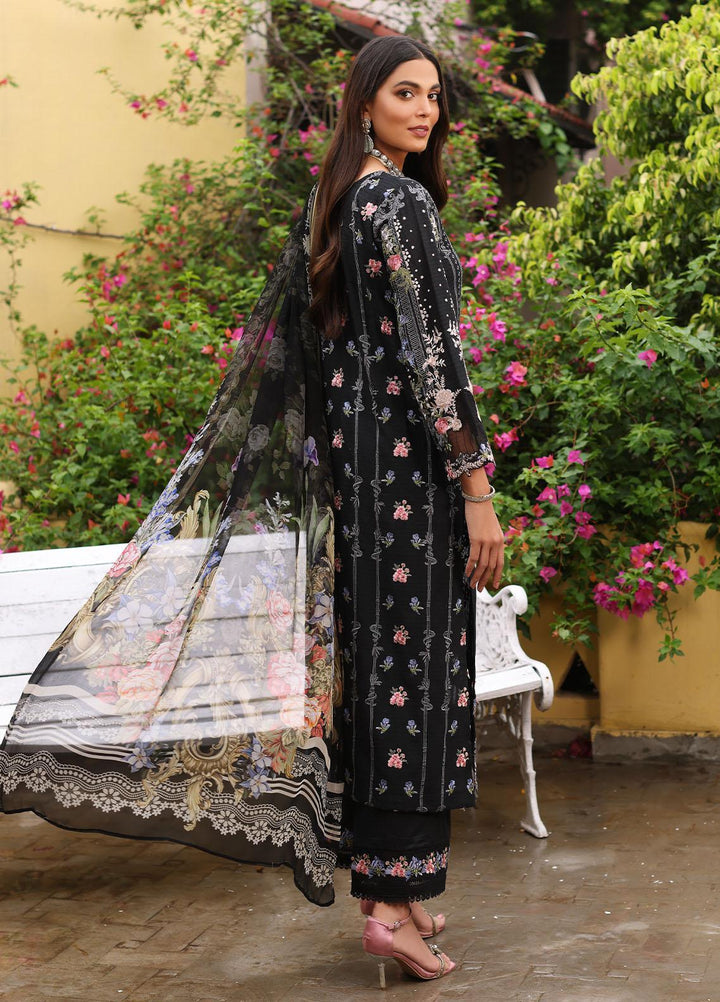 Luxe By Elaf Embroidered Lawn Suits Unstitched 3 Piece EF23LX ELJ-03A Black Swan - Luxury Collection