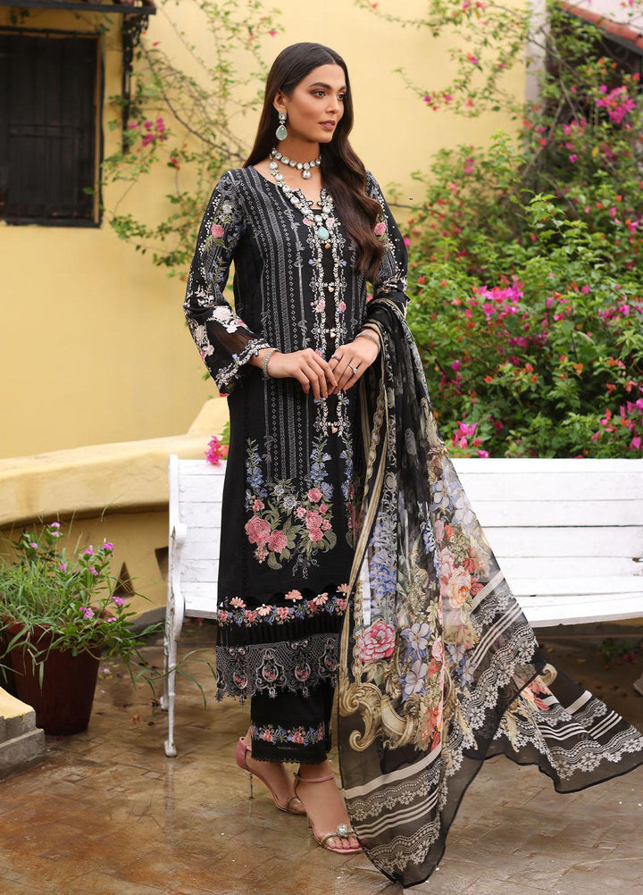 Luxe By Elaf Embroidered Lawn Suits Unstitched 3 Piece EF23LX ELJ-03A Black Swan - Luxury Collection