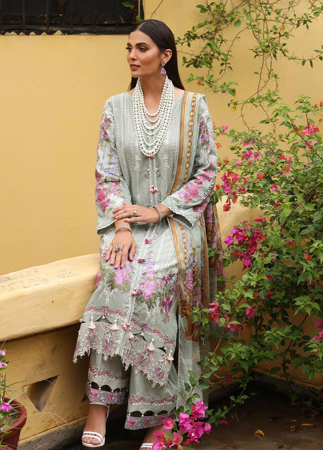 Luxe By Elaf Embroidered Lawn Suits Unstitched 3 Piece EF23LX ELJ-03B Gracelen - Luxury Collection