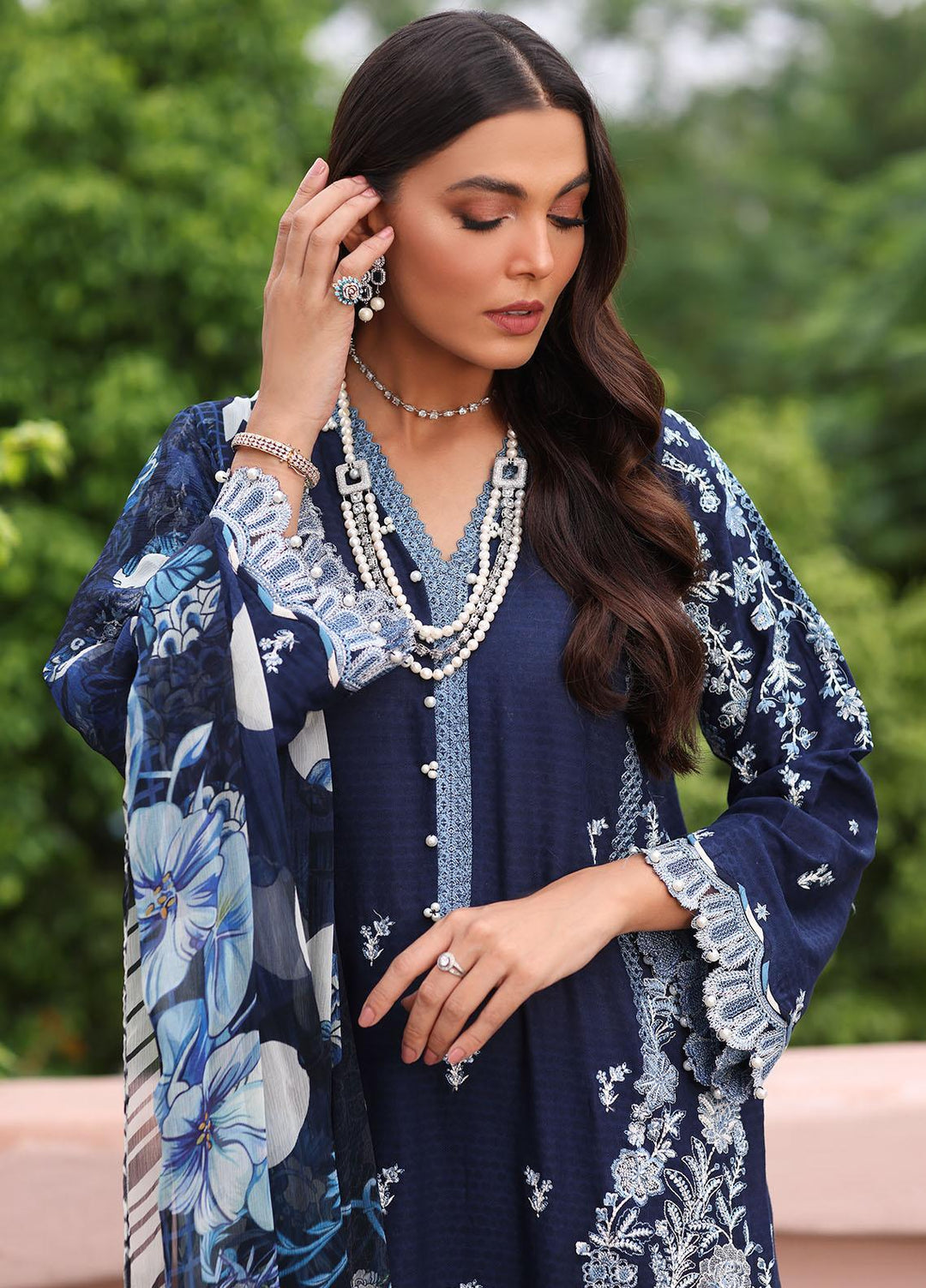 Luxe By Elaf Embroidered Lawn Suits Unstitched 3 Piece EF23LX ELJ-04B Amuse Me - Luxury Collection