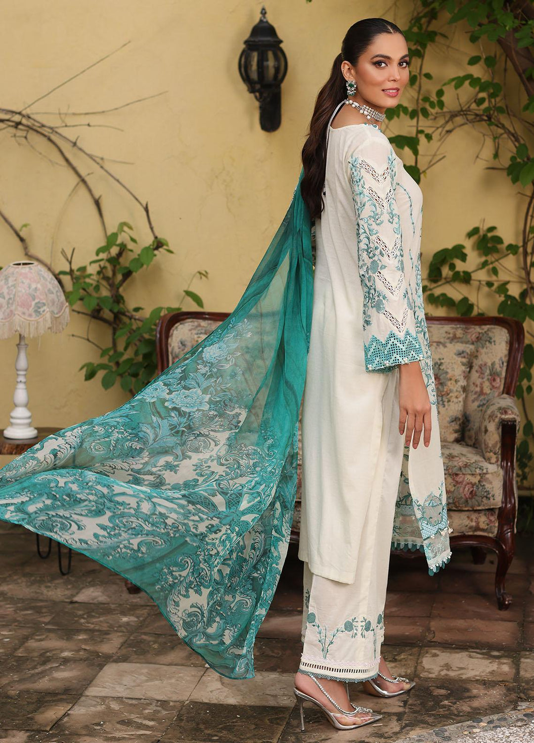 Luxe By Elaf Embroidered Lawn Suits Unstitched 3 Piece EF23LX ELJ-05A Icedream - Luxury Collection