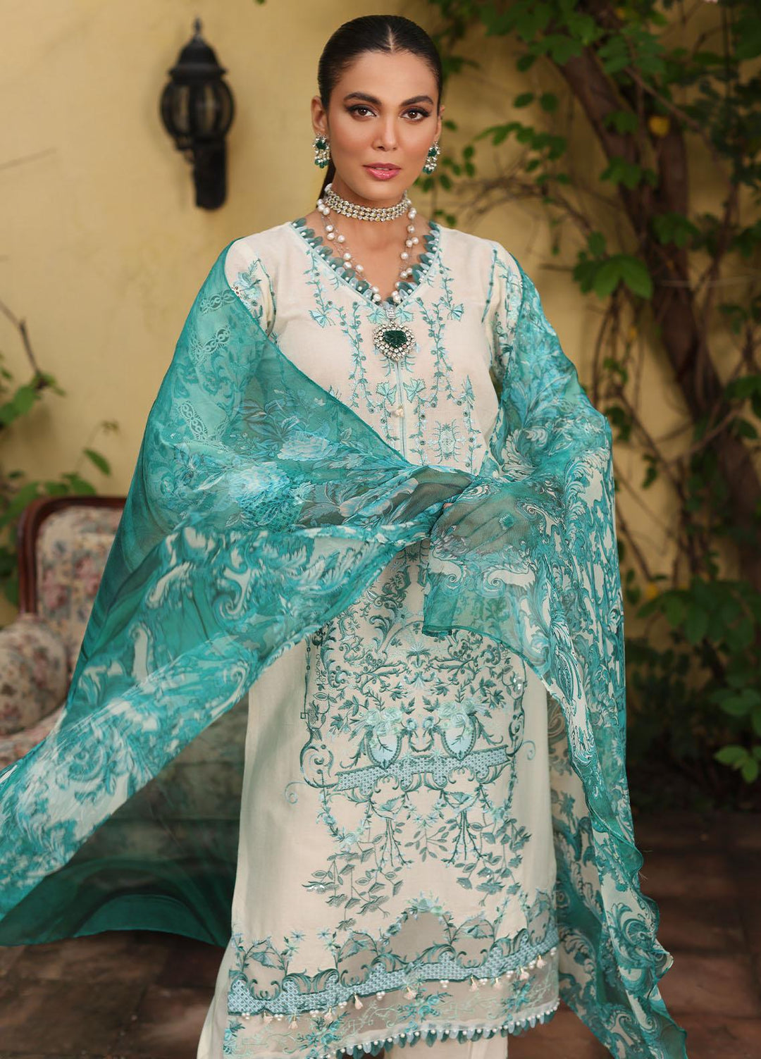 Luxe By Elaf Embroidered Lawn Suits Unstitched 3 Piece EF23LX ELJ-05A Icedream - Luxury Collection