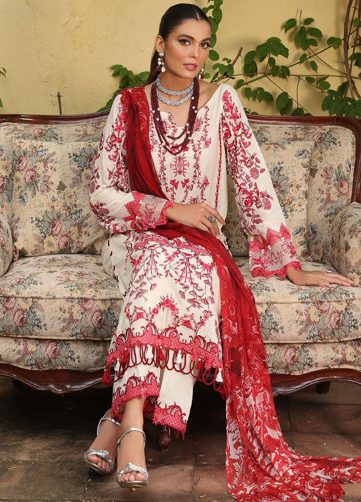 Luxe By Elaf Embroidered Lawn Suits Unstitched 3 Piece EF23LX ELJ-05B Snowruby - Luxury Collection