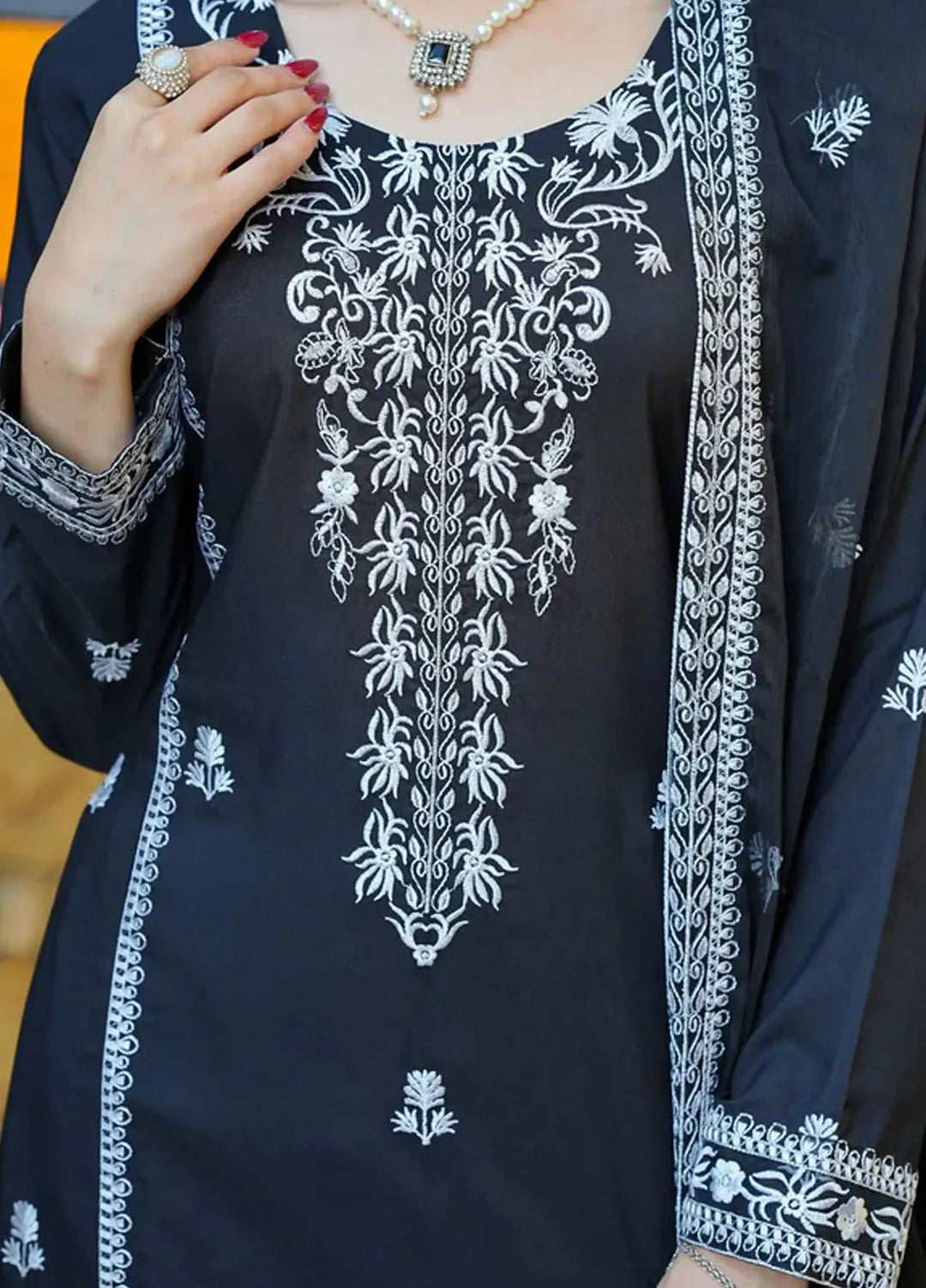 Luxe by Fatima Pret Embroidered Silk 3 Piece Suit Serena