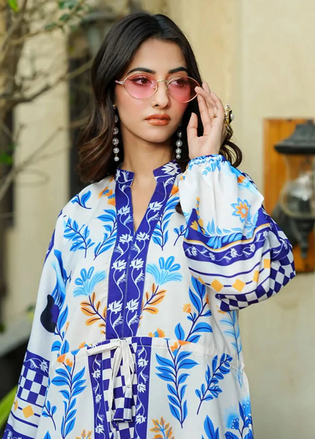 Luxe by Fatima Pret Printed Silk 2 Piece Suit Ocean Breeze