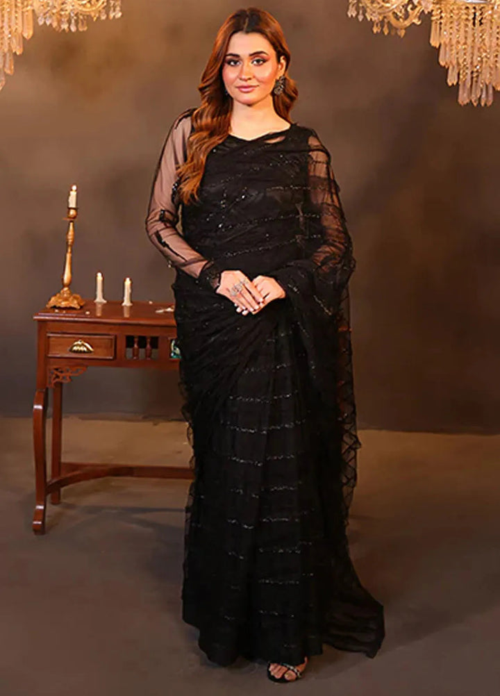 Luxe Layers by Nazmina Pret Embroidered Net Saree Midnight Mirage LL-02