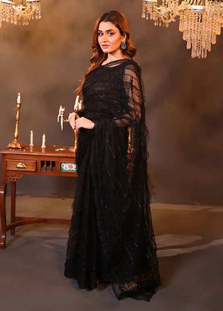 Luxe Layers by Nazmina Pret Embroidered Net Saree Midnight Mirage LL-02