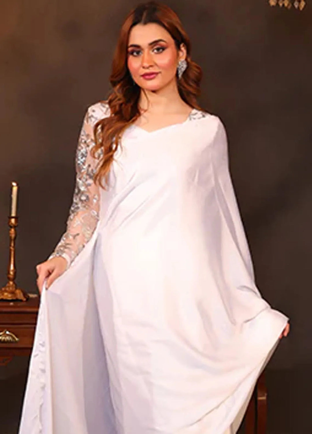 Luxe Layers by Nazmina Pret Embroidered Silk Saree Crystal Canvas LL-08