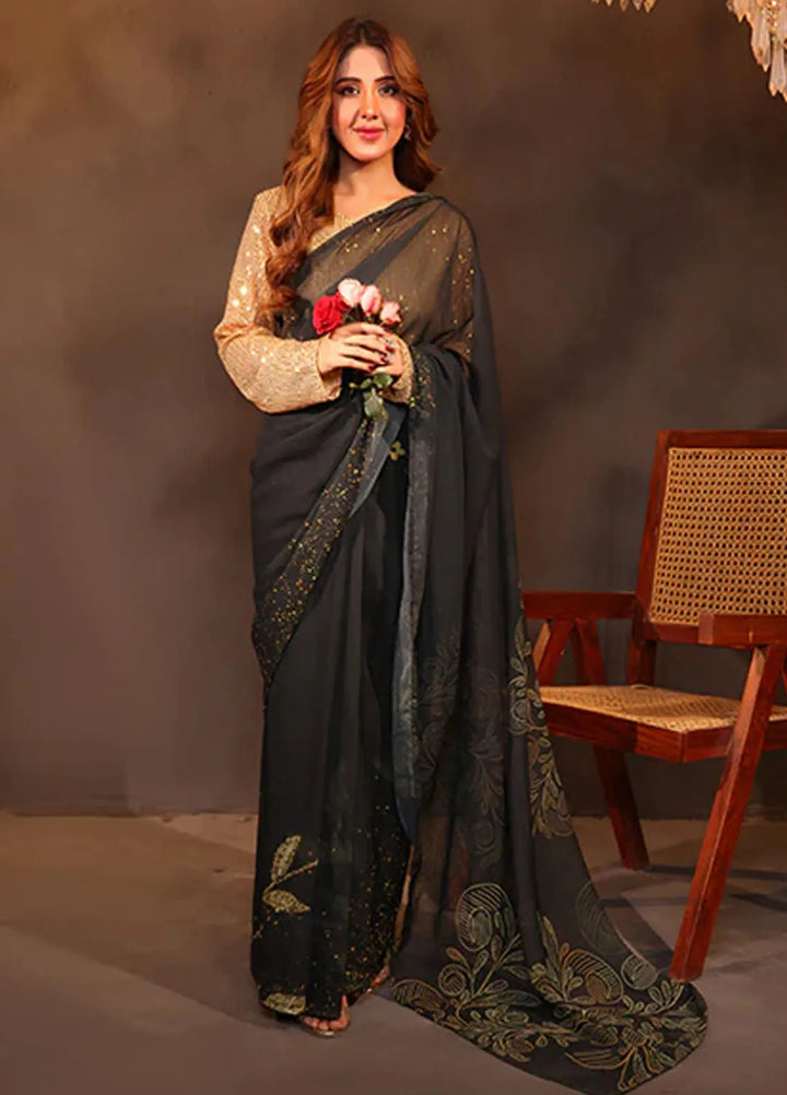 Luxe Layers by Nazmina Pret Embroidered Silk Saree Jade Reverie LL-05