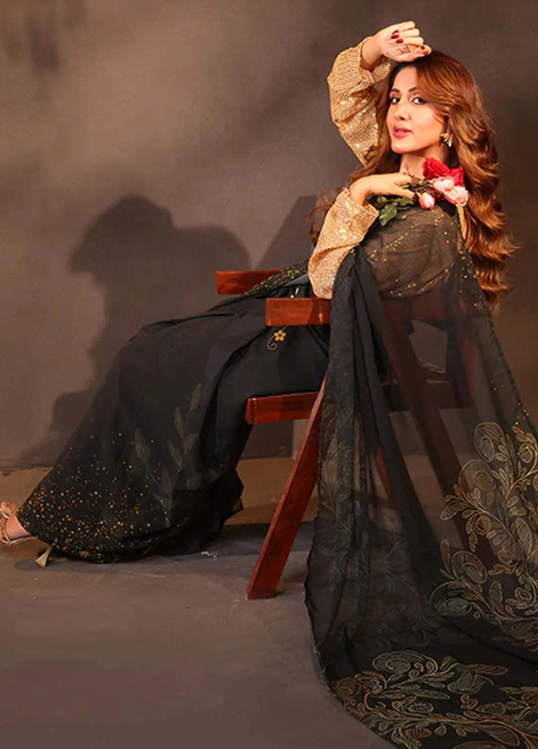 Luxe Layers by Nazmina Pret Embroidered Silk Saree Jade Reverie LL-05