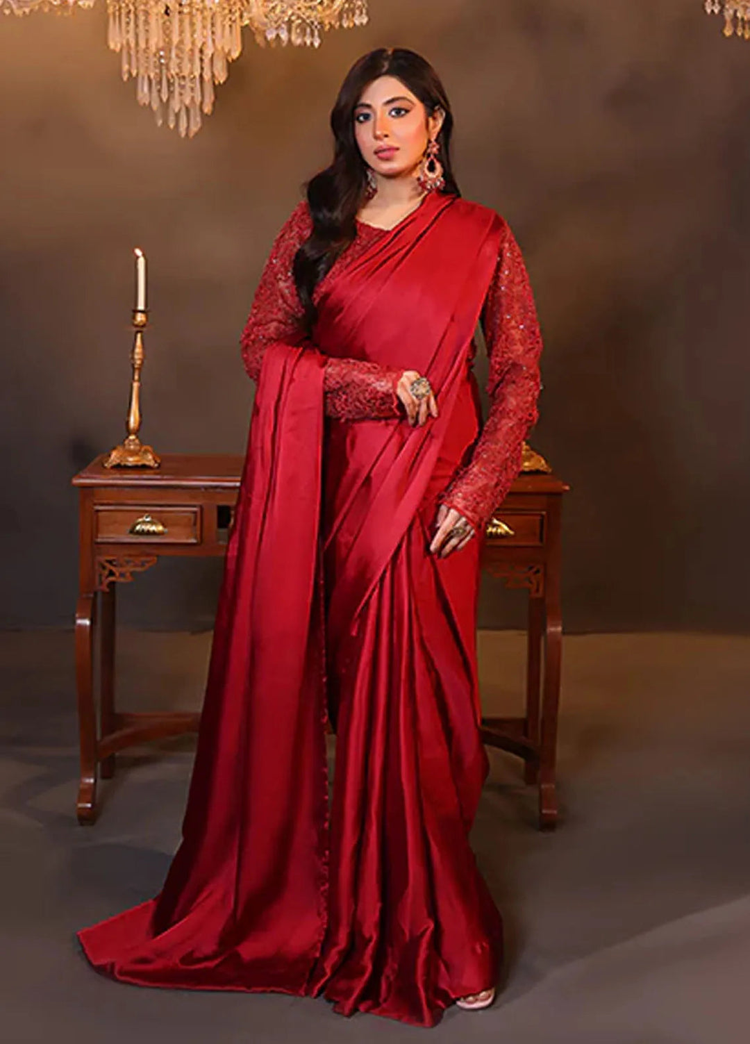 Luxe Layers by Nazmina Pret Embroidered Silk Saree Ruby Grace LL-01