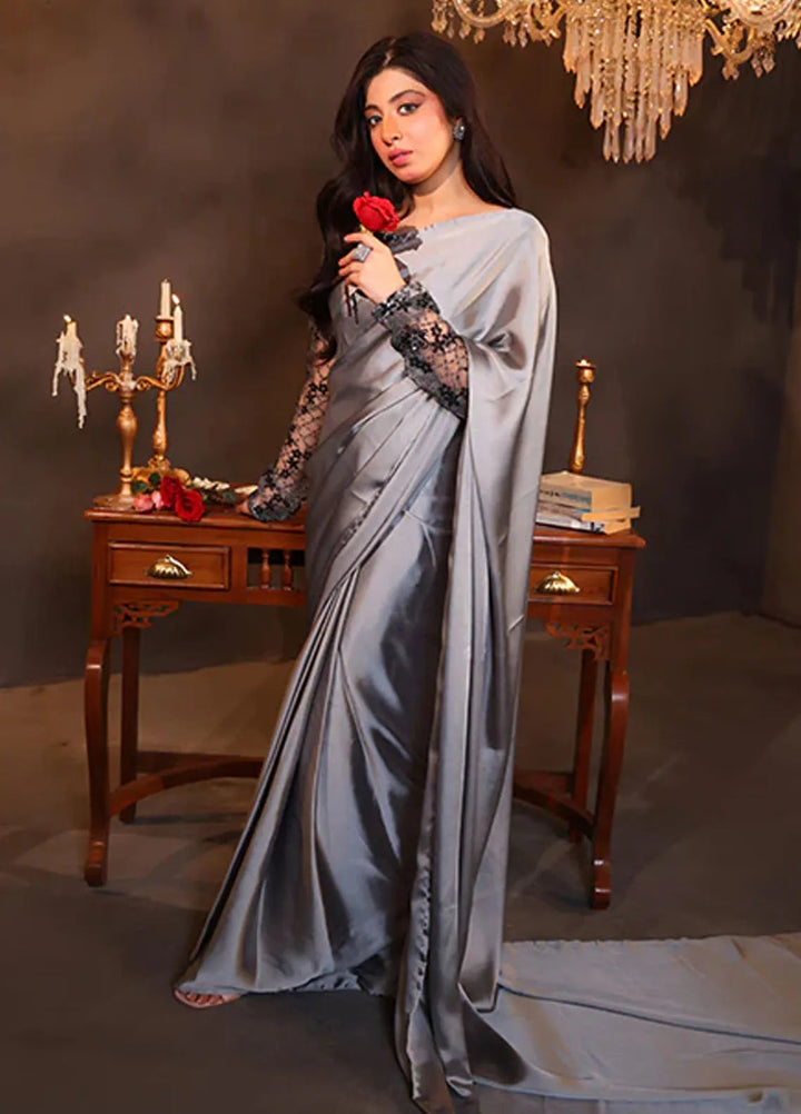 Luxe Layers by Nazmina Pret Embroidered Silk Saree Silver Affair LL-10