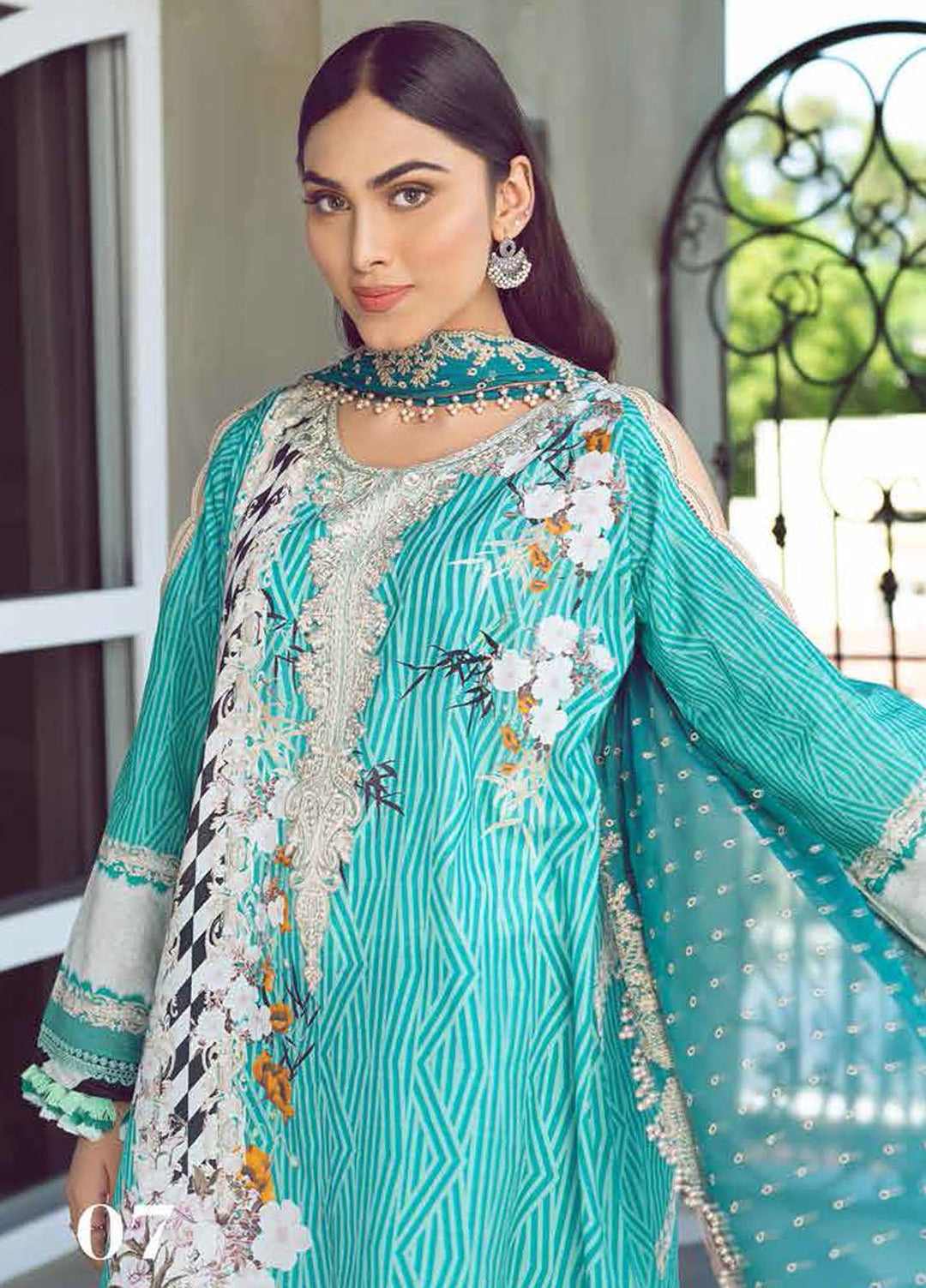 LYLA Embroidered Lawn Suits Unstitched 3 Piece LA21L D-07 - Luxury Collection