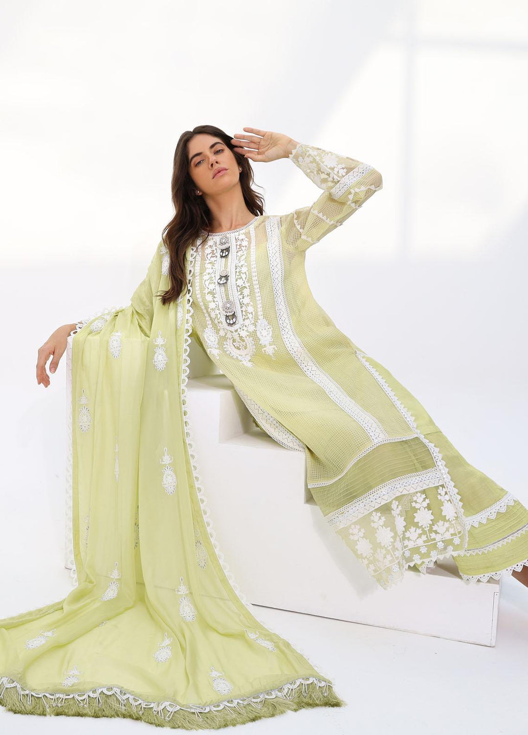 LYLA Embroidered Organza Suits Unstitched 3 Piece LY22L-2 D-05 - Luxury Collection