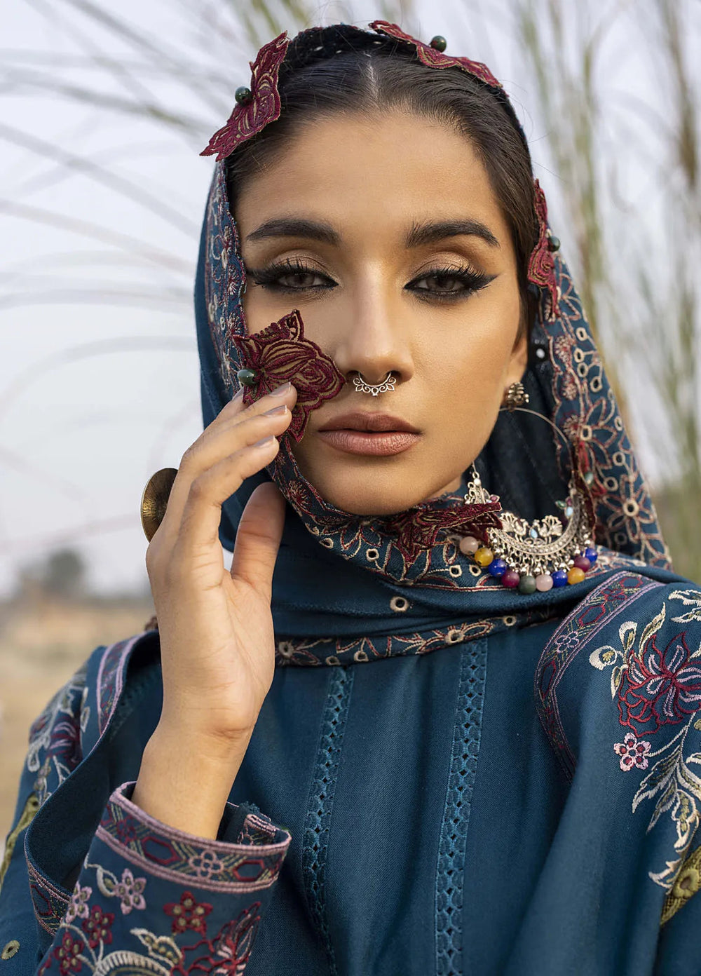 Lyra by Meerak Embroidered Peach Wool Suit Unstitched 3 Piece MRK24LW D-01 Ghazal - Winter Collection