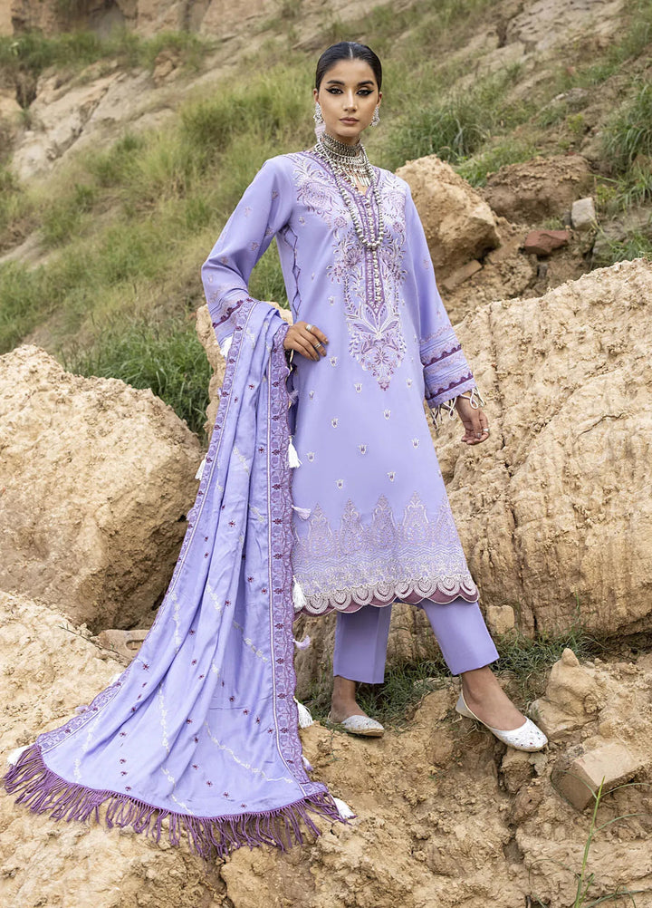 Lyra by Meerak Embroidered Peach Wool Suit Unstitched 3 Piece MRK24LW D-03 Lilac - Winter Collection